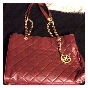 Michael Kors Susannah Quilted Merlot Large Tote